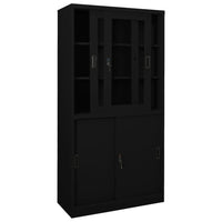 Armadio per Ufficio Anta Scorrevole Nero 90x40x180 cm Acciaio 335964