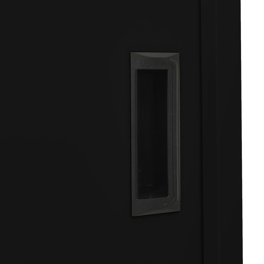 Armadio per Ufficio Anta Scorrevole Nero 90x40x180 cm Acciaio 335964