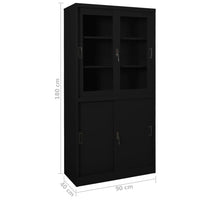 Armadio per Ufficio Anta Scorrevole Nero 90x40x180 cm Acciaio 335964