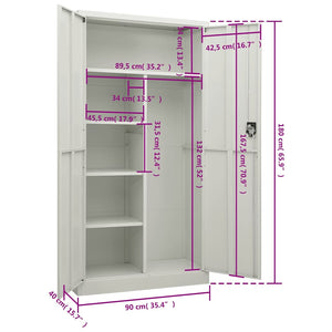 Armadio con Ripiani Grigio Chiaro 90x40x180 cm in Acciaio 335971