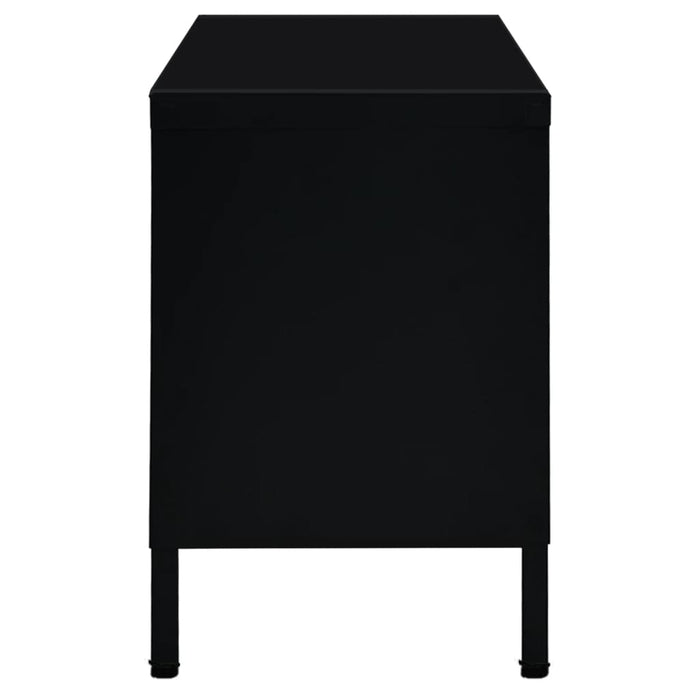 Mobile TV Nero 90x30x44 cm in Acciaio e Vetro 336055