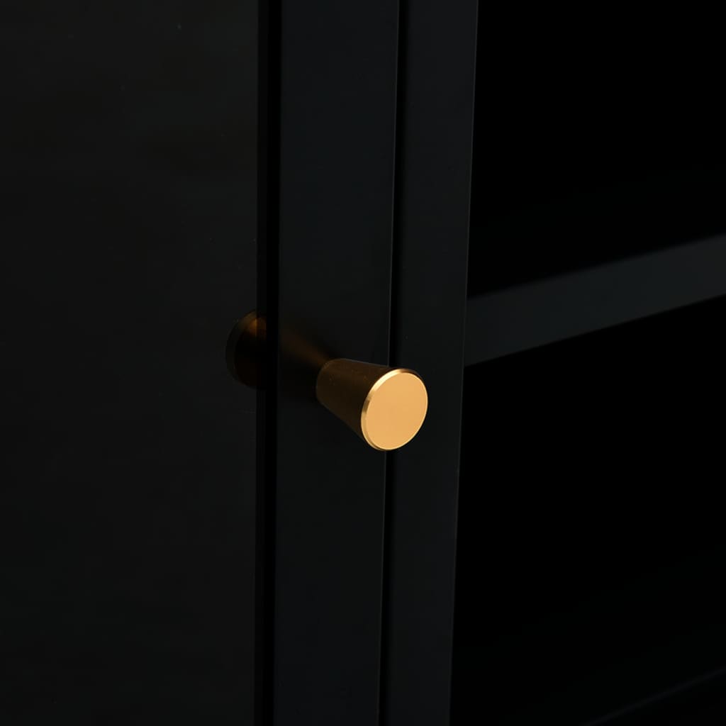 Mobile TV Nero 90x30x44 cm in Acciaio e Vetro 336055