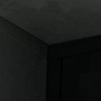 Mobile TV Nero 90x30x44 cm in Acciaio e Vetro 336055