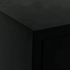 Mobile TV Nero 90x30x44 cm in Acciaio e Vetro 336055