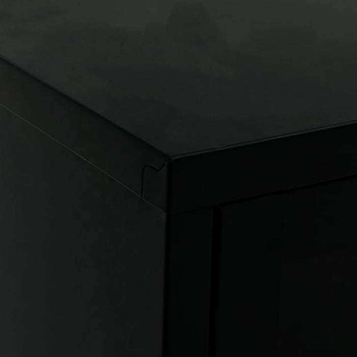 Mobile TV Nero 90x30x44 cm in Acciaio e Vetro 336055