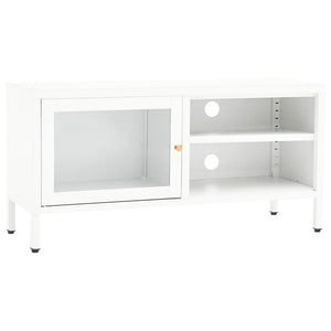 Mobile TV-Credenza TV-Console TV Bianco 90x30x44 cm in Acciaio e Vetro