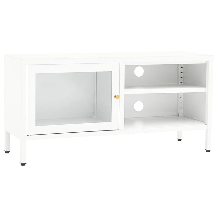 Mobile TV-Credenza TV-Console TV Bianco 90x30x44 cm in Acciaio e Vetro