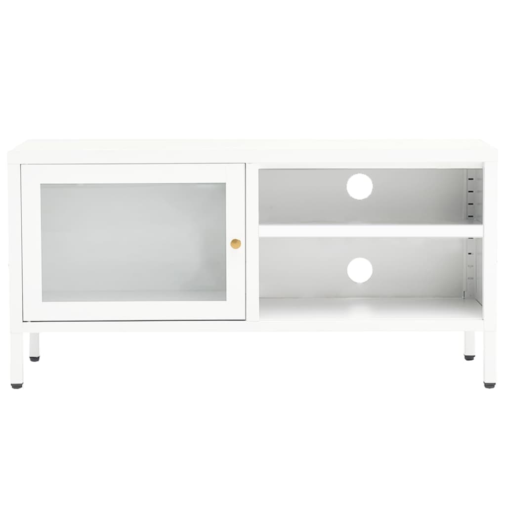 Mobile TV-Credenza TV-Console TV Bianco 90x30x44 cm in Acciaio e Vetro