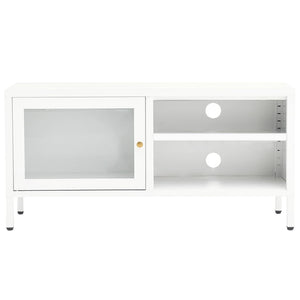 Mobile TV-Credenza TV-Console TV Bianco 90x30x44 cm in Acciaio e Vetro