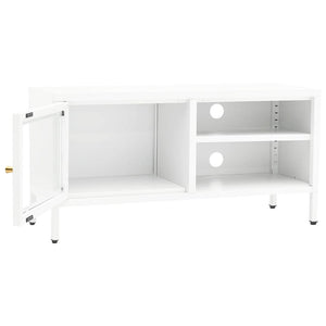 Mobile TV-Credenza TV-Console TV Bianco 90x30x44 cm in Acciaio e Vetro