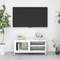 Mobile TV-Credenza TV-Console TV Bianco 90x30x44 cm in Acciaio e Vetro