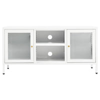 Mobile TV-Credenza TV-Console TV Bianco 105x35x52 cm in Acciaio e Vetro