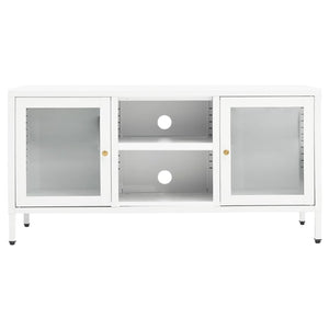 Mobile TV-Credenza TV-Console TV Bianco 105x35x52 cm in Acciaio e Vetro