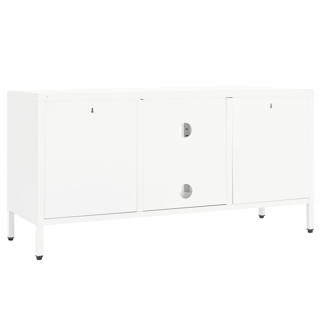 Mobile TV-Credenza TV-Console TV Bianco 105x35x52 cm in Acciaio e Vetro