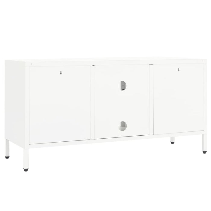 Mobile TV-Credenza TV-Console TV Bianco 105x35x52 cm in Acciaio e Vetro