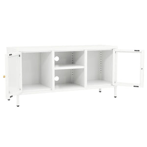 Mobile TV-Credenza TV-Console TV Bianco 105x35x52 cm in Acciaio e Vetro
