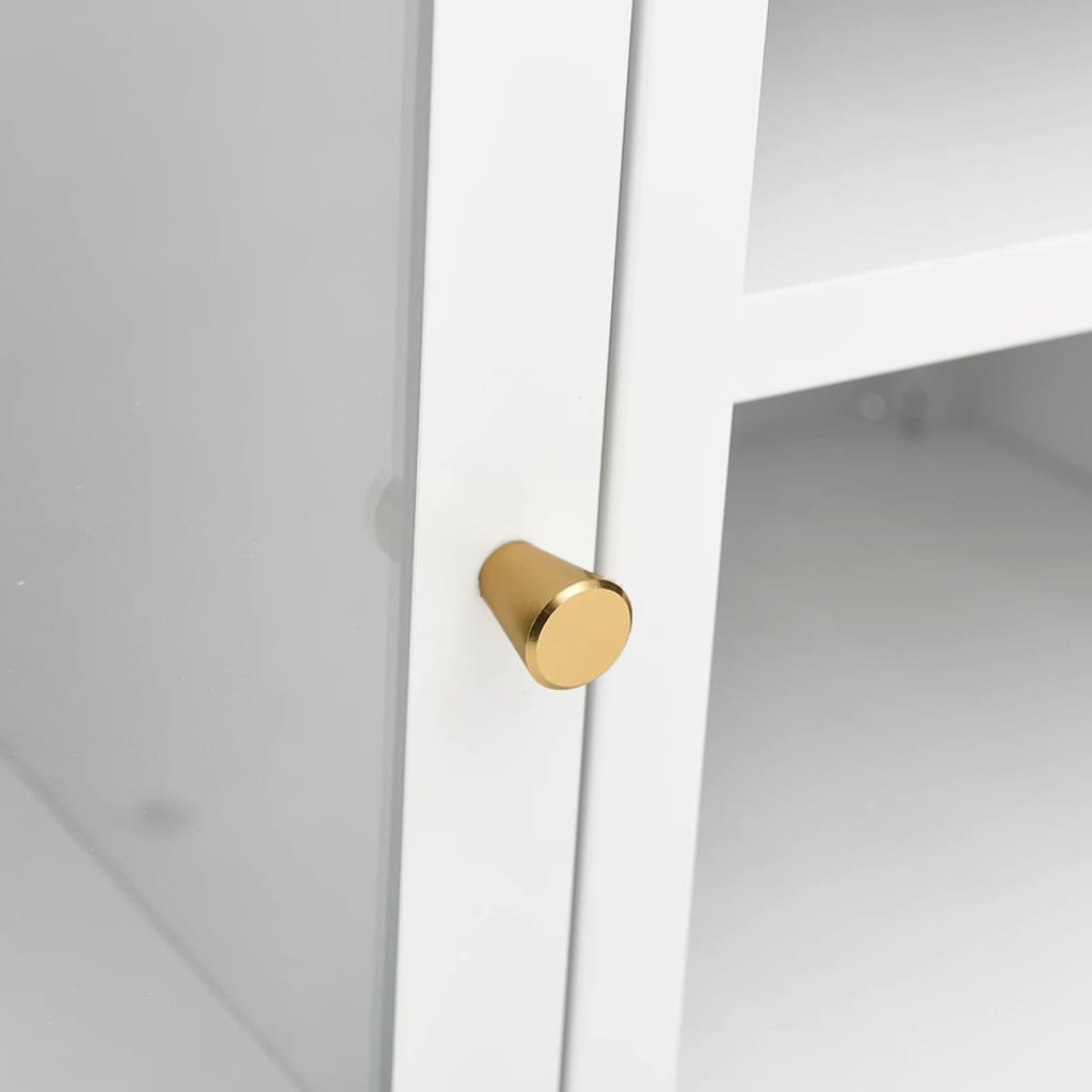 Mobile TV-Credenza TV-Console TV Bianco 105x35x52 cm in Acciaio e Vetro