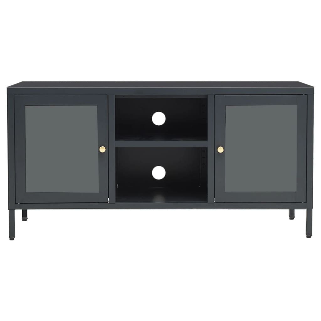 Mobile TV-Credenza TV-Console TV Antracite 105x35x52 cm in Acciaio e Vetro