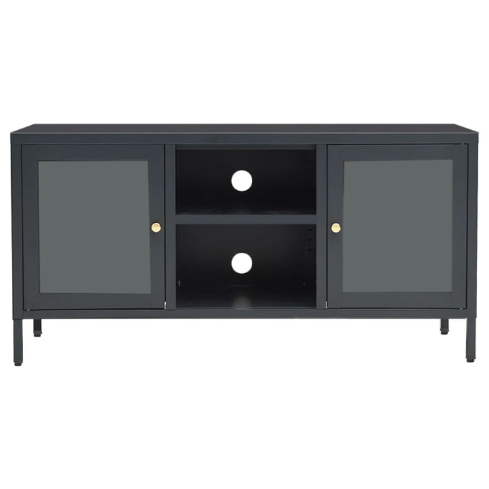 Mobile TV-Credenza TV-Console TV Antracite 105x35x52 cm in Acciaio e Vetro