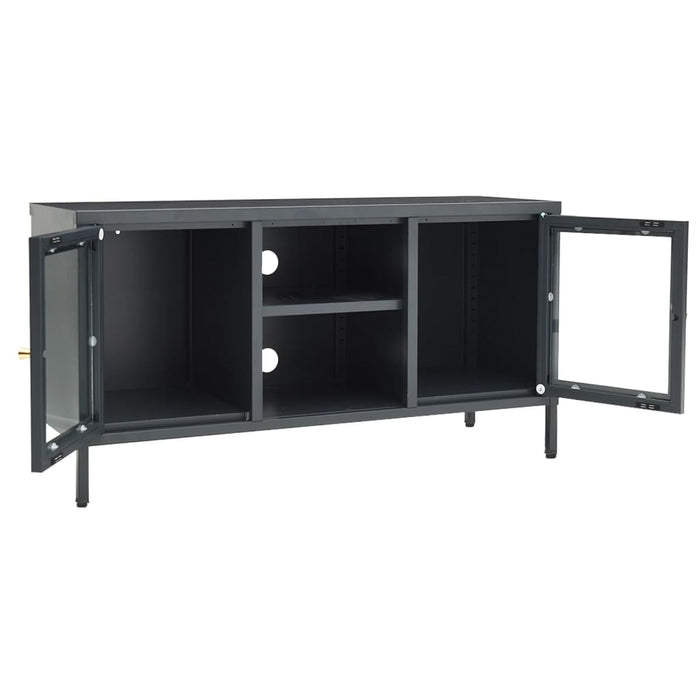 Mobile TV-Credenza TV-Console TV Antracite 105x35x52 cm in Acciaio e Vetro