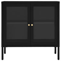 Credenza-Buffet-Armadio da cucina Nera 70x35x70 cm in Acciaio e Vetro