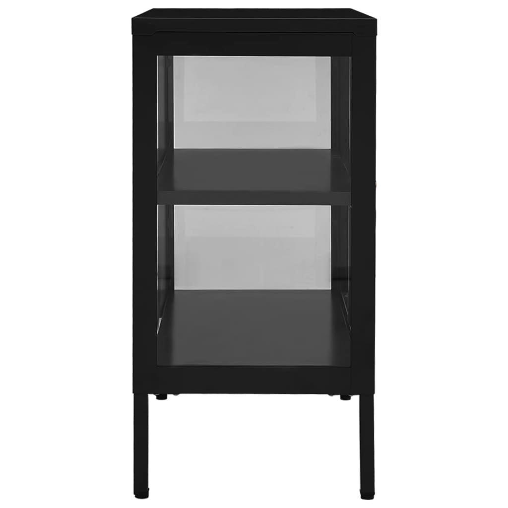 Credenza buffet cassettiera mobile contenitore organizer cucina soggiorno soggiorno 70 x 35 x 70 cm acciaio e vetro nero 02_0036106