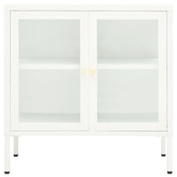 Credenza Bianca 70x35x70 cm in Acciaio e Vetro 336065