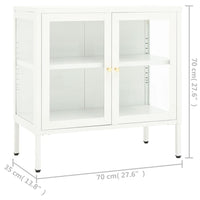 Credenza Bianca 70x35x70 cm in Acciaio e Vetro 336065
