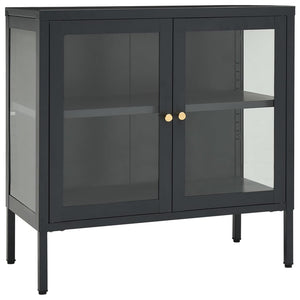 Credenza-Buffet-Armadio da cucina Antracite 70x35x70 cm in Acciaio e Vetro