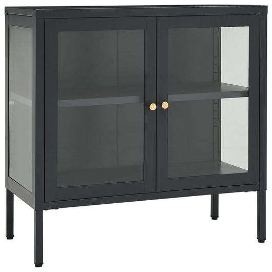 Credenza-Buffet-Armadio da cucina Antracite 70x35x70 cm in Acciaio e Vetro