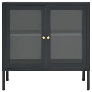 Credenza-Buffet-Armadio da cucina Antracite 70x35x70 cm in Acciaio e Vetro
