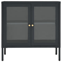 Credenza Antracite 70x35x70 cm in Acciaio e Vetro 336066