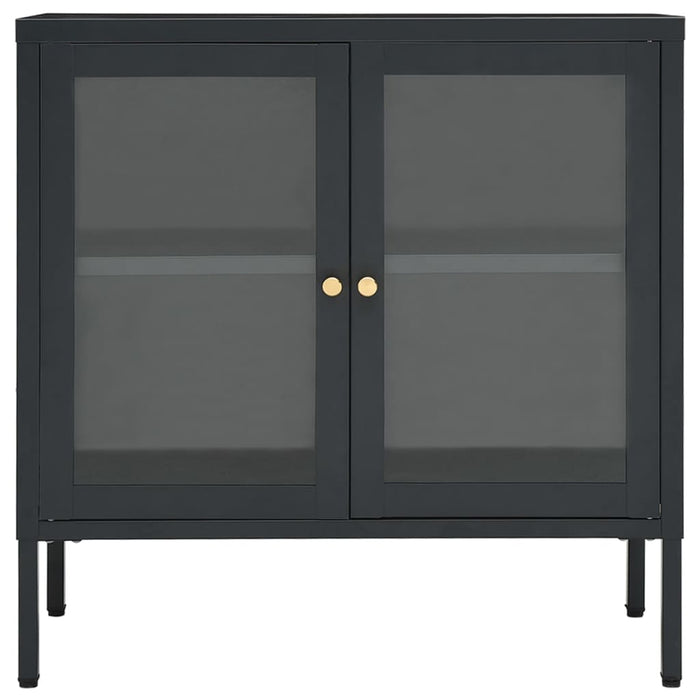 Credenza Antracite 70x35x70 cm in Acciaio e Vetro 336066
