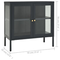Credenza Antracite 70x35x70 cm in Acciaio e Vetro 336066