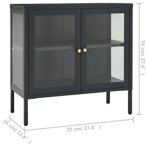 Credenza Antracite 70x35x70 cm in Acciaio e Vetro 336066