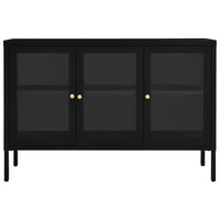 Credenza Nera 105x35x70 cm in Acciaio e Vetro 336067