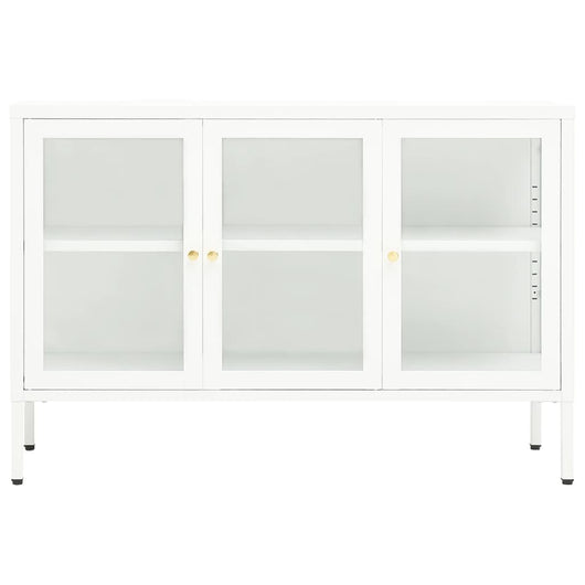 Credenza cassettiera cassettiera mobile contenitore organizer cucina soggiorno soggiorno 105 x 35 x 70 cm acciaio e vetro bianco 02_0030192