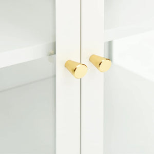 Credenza-Buffet-Armadio da cucina Bianca 105x35x70 cm in Acciaio e Vetro