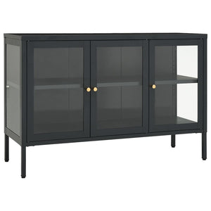 Credenza-Buffet-Armadio da cucina Antracite 105x35x70 cm in Acciaio e Vetro