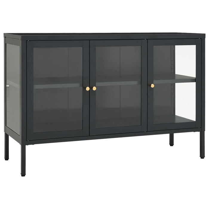 Credenza-Buffet-Armadio da cucina Antracite 105x35x70 cm in Acciaio e Vetro