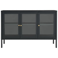 Credenza-Buffet-Armadio da cucina Antracite 105x35x70 cm in Acciaio e Vetro