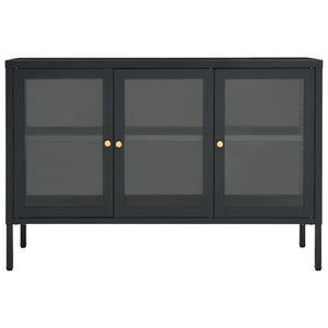 Credenza-Buffet-Armadio da cucina Antracite 105x35x70 cm in Acciaio e Vetro