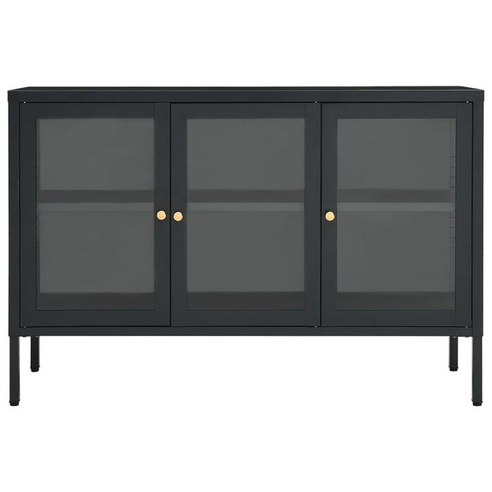 Credenza-Buffet-Armadio da cucina Antracite 105x35x70 cm in Acciaio e Vetro