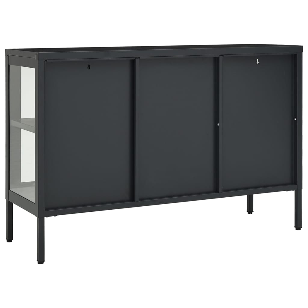 Credenza-Buffet-Armadio da cucina Antracite 105x35x70 cm in Acciaio e Vetro