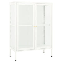 Credenza Bianca 75x35x105 cm in Acciaio e Vetro 336071