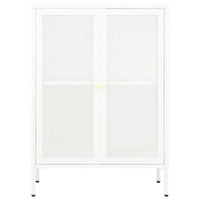 Credenza Bianca 75x35x105 cm in Acciaio e Vetro 336071