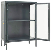 Credenza-Buffet-Armadio da cucina Antracite 75x35x105 cm in Acciaio e Vetro