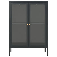 Credenza Antracite 75x35x105 cm in Acciaio e Vetro 336072