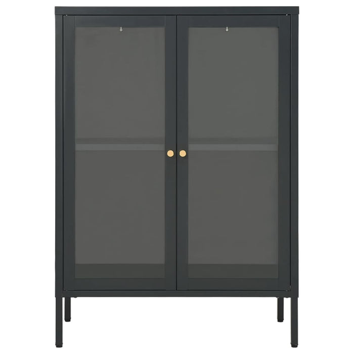 Credenza Antracite 75x35x105 cm in Acciaio e Vetro 336072