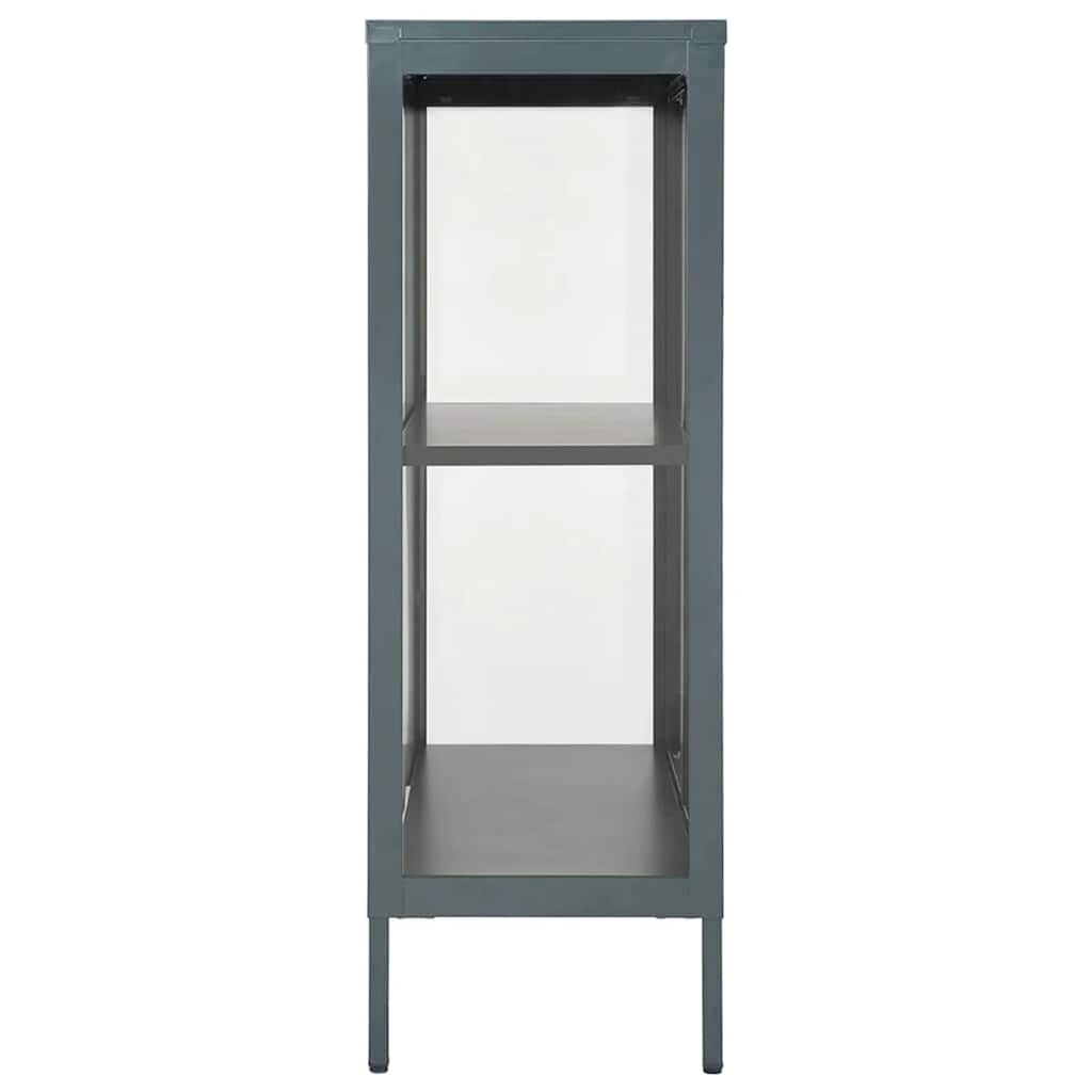 Credenza-Buffet-Armadio da cucina Antracite 75x35x105 cm in Acciaio e Vetro